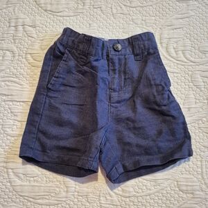 Janie and Jack boys 6-12 months shorts, navy minor fade, elastic back waist
